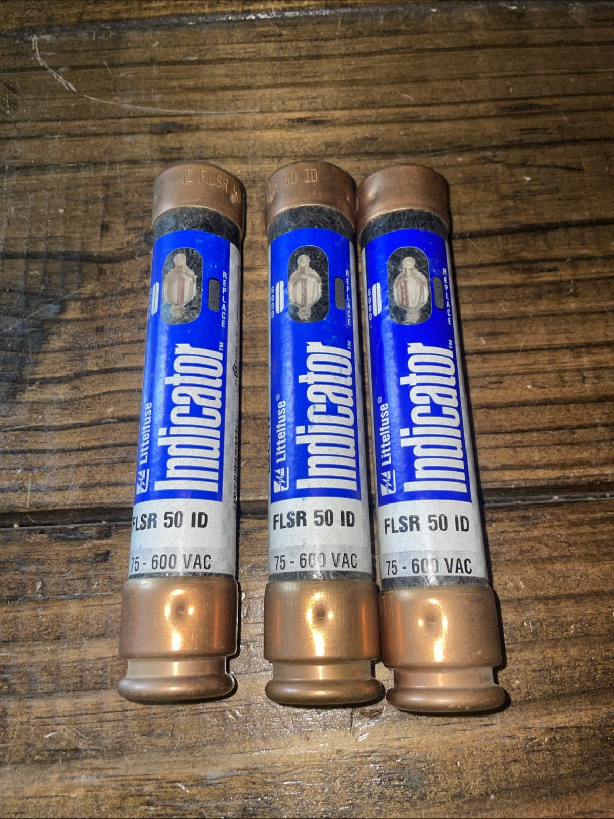 LOT OF 3 LITTELFUSE FLSR 50 ID INDICATOR FUSE 50A 600VAC