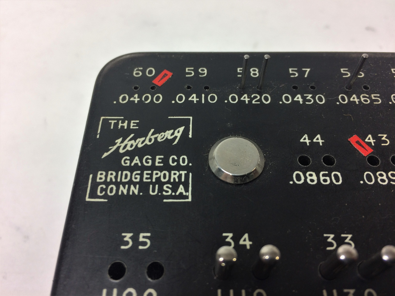 HORBERG GAGE CO. DRILL SIZE PIN GAGES INCOMPLETE NUMBER SET (.0400″-.2280″)