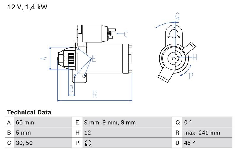 Starter bosch for BMW 1 (F20) 114 d 0 986 024 980