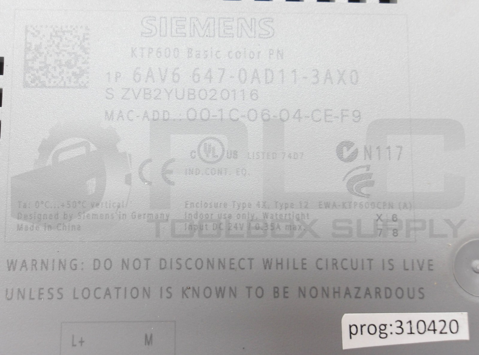 SIEMENS 6AV6 647-0AD11-3AX0 SIMATIC TOUCH PANEL 24VDC