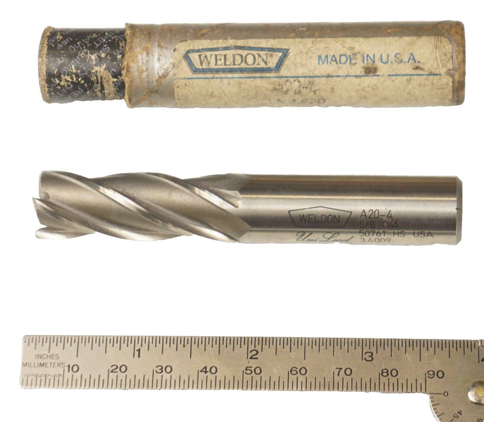 WELDON ENDMILL 5/8″ DIA UNILEAD 50761 A20-4 3.4009 HS ENDMILL TOOL
