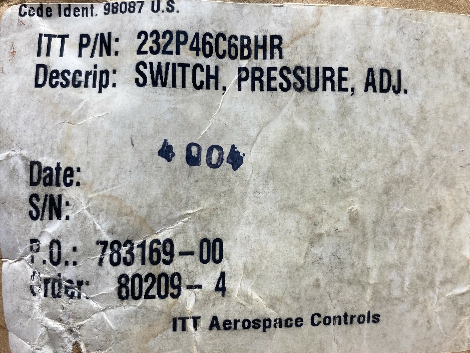 3X NEW ITT NEO-DYN 232P46C6BHR 7000-10000 PSIG ADJUSTABLE PRESSURE SWITCHES