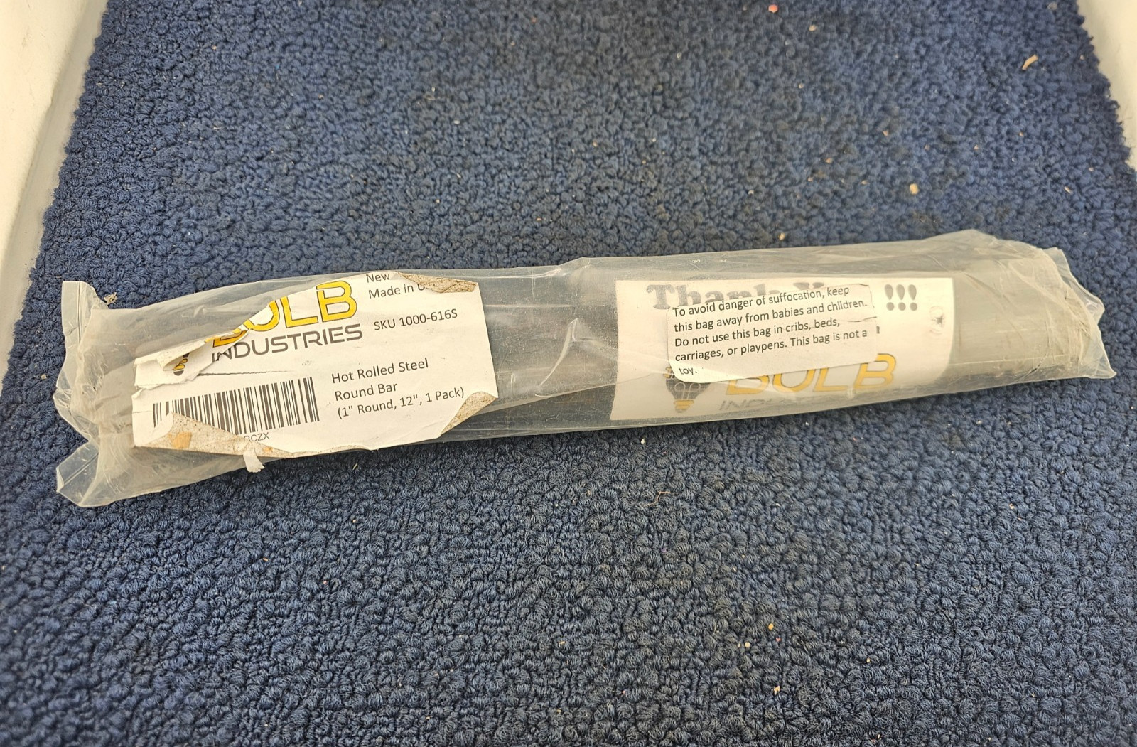 Bulb Industries 1000-616S: Hot Rolled Steel Round Bar 1″ Round, 12″
