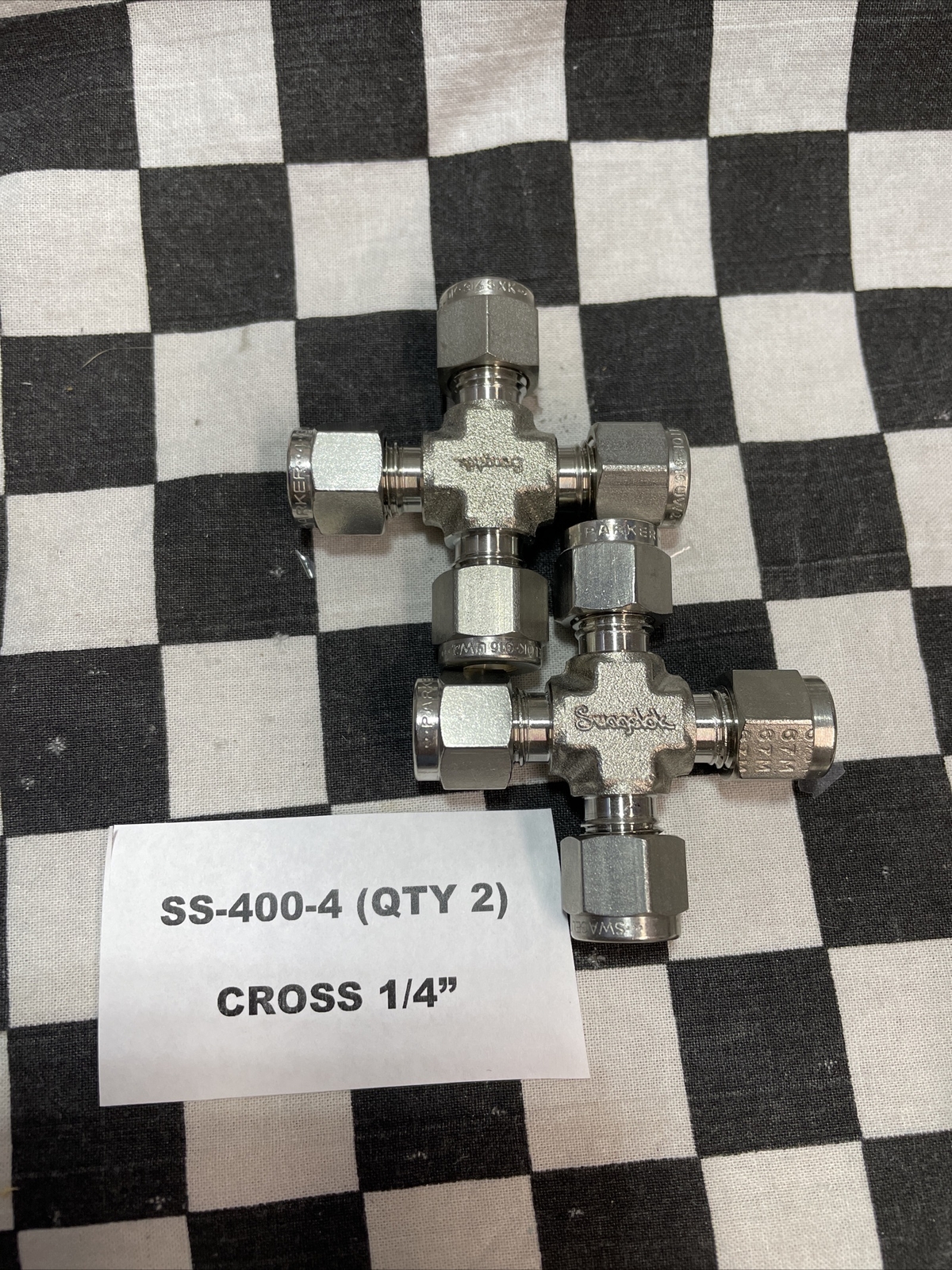 SWAGELOK CROSS 1/4″ & 3/8″, SS-600-4, SS-400-4, SS-400-R-8, SS-600-7-6, LOT OF 9
