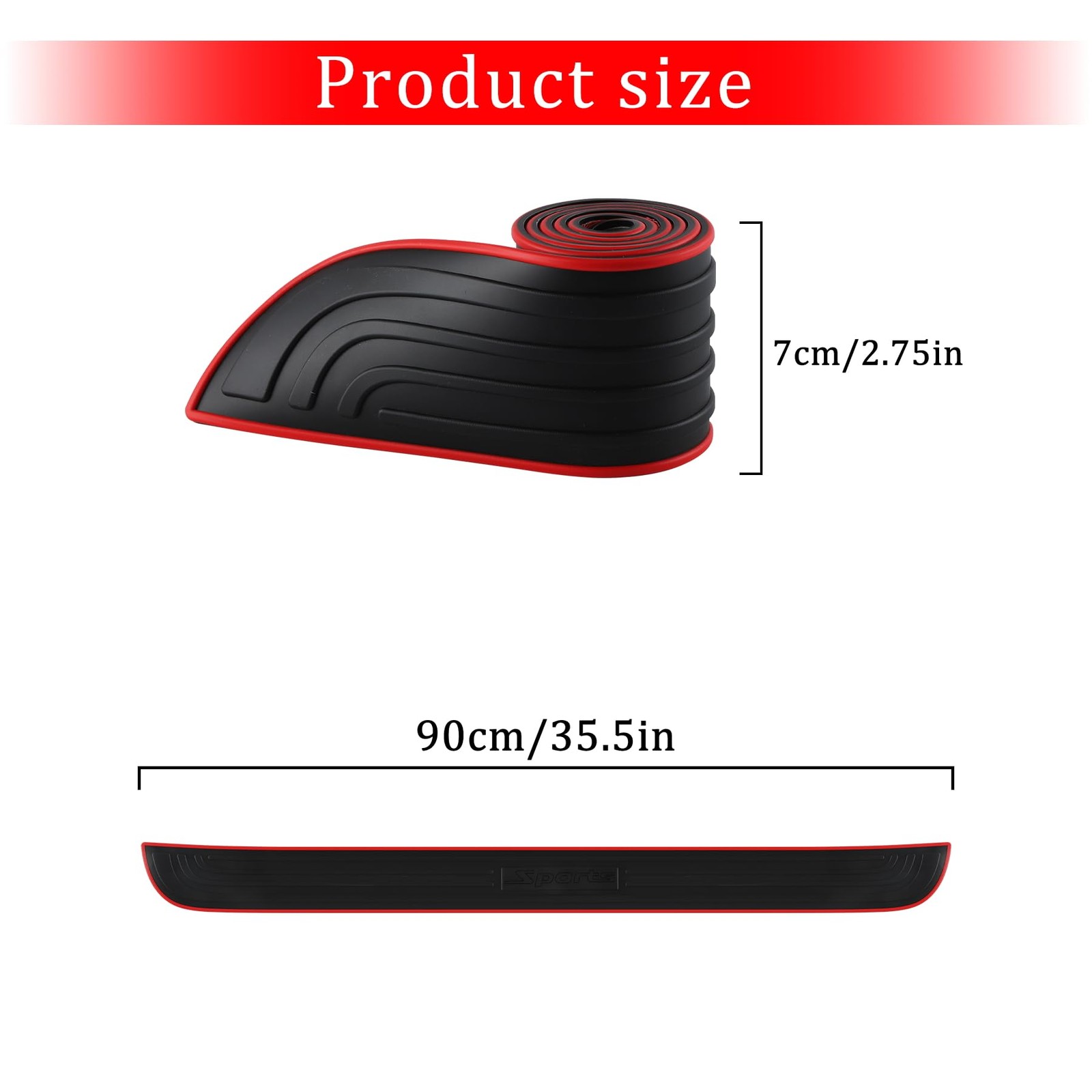 Car Rear Bumper Protector, 35.5inch x2.75inch Car/SUV Universal Rubber Anti-S…
