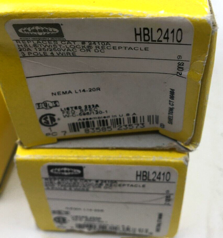 Hubbell Lot of 4 Twist Lock Receptacle HBL2410, 4710, New