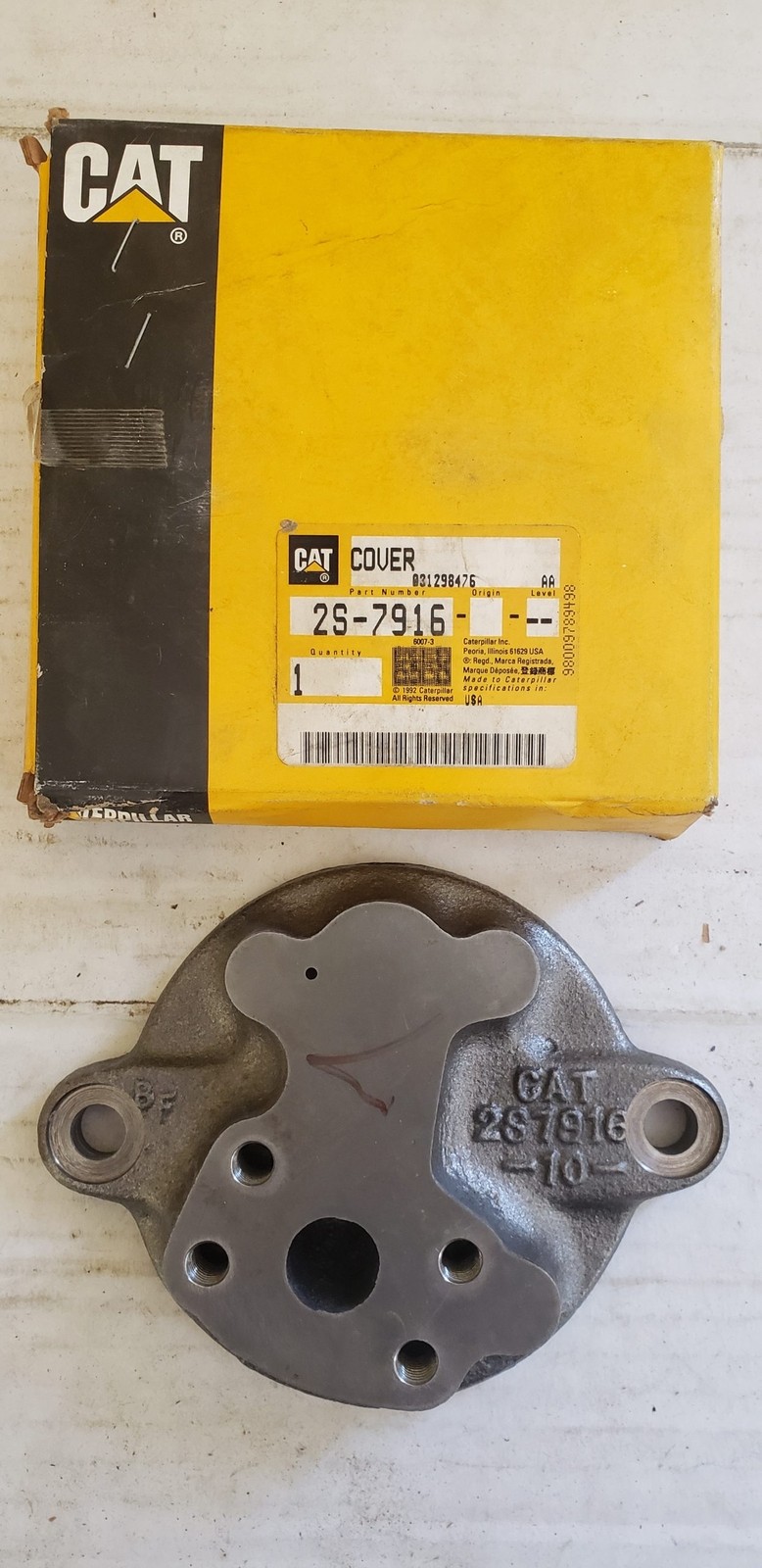 Cat Caterpillar Part Number 2S7916 Replacement Cover Made In USA