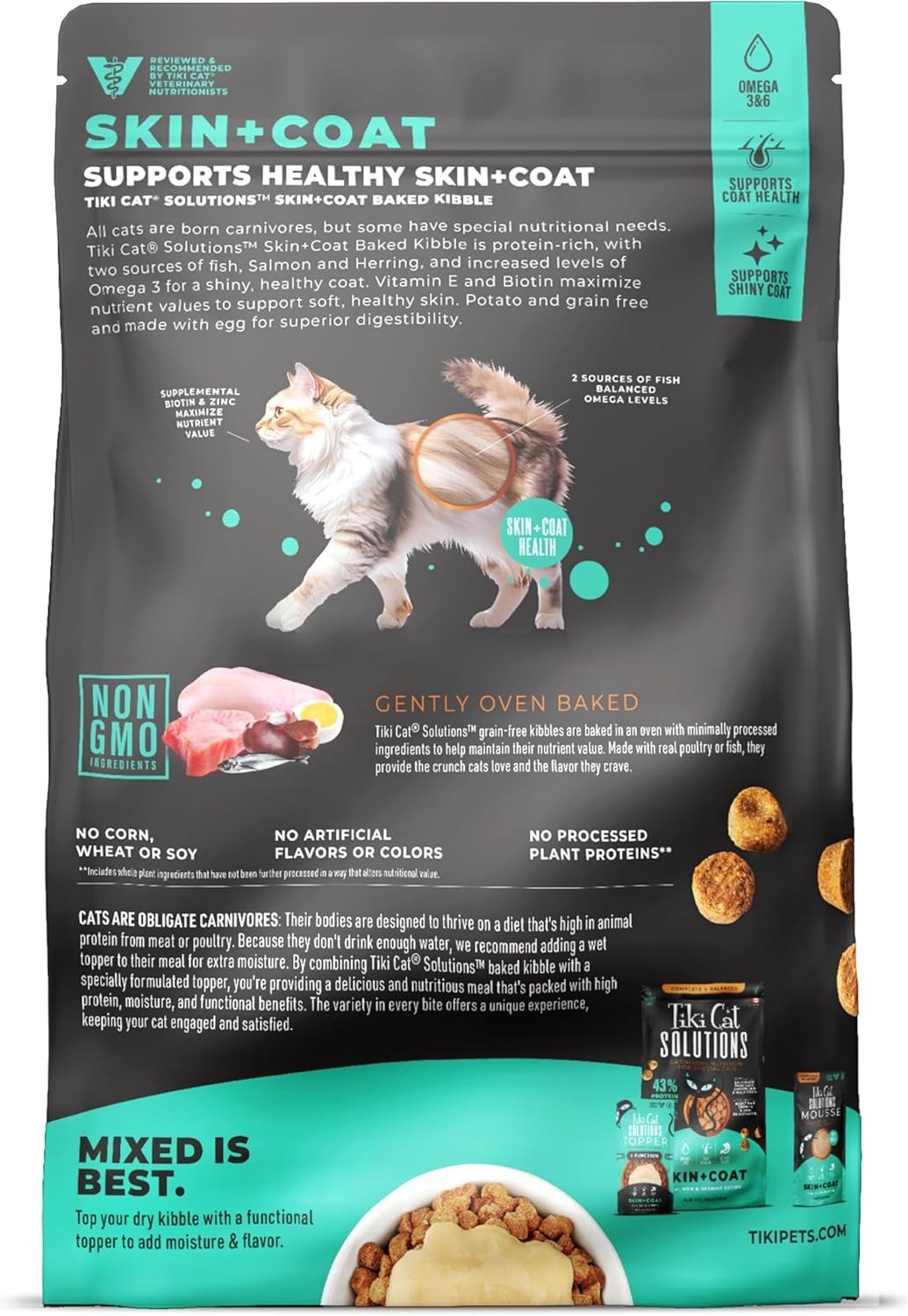 Tiki Cat Solutions Skin & Coat, Salmon & Herring Dry Cat Food, 5.6 lbs.