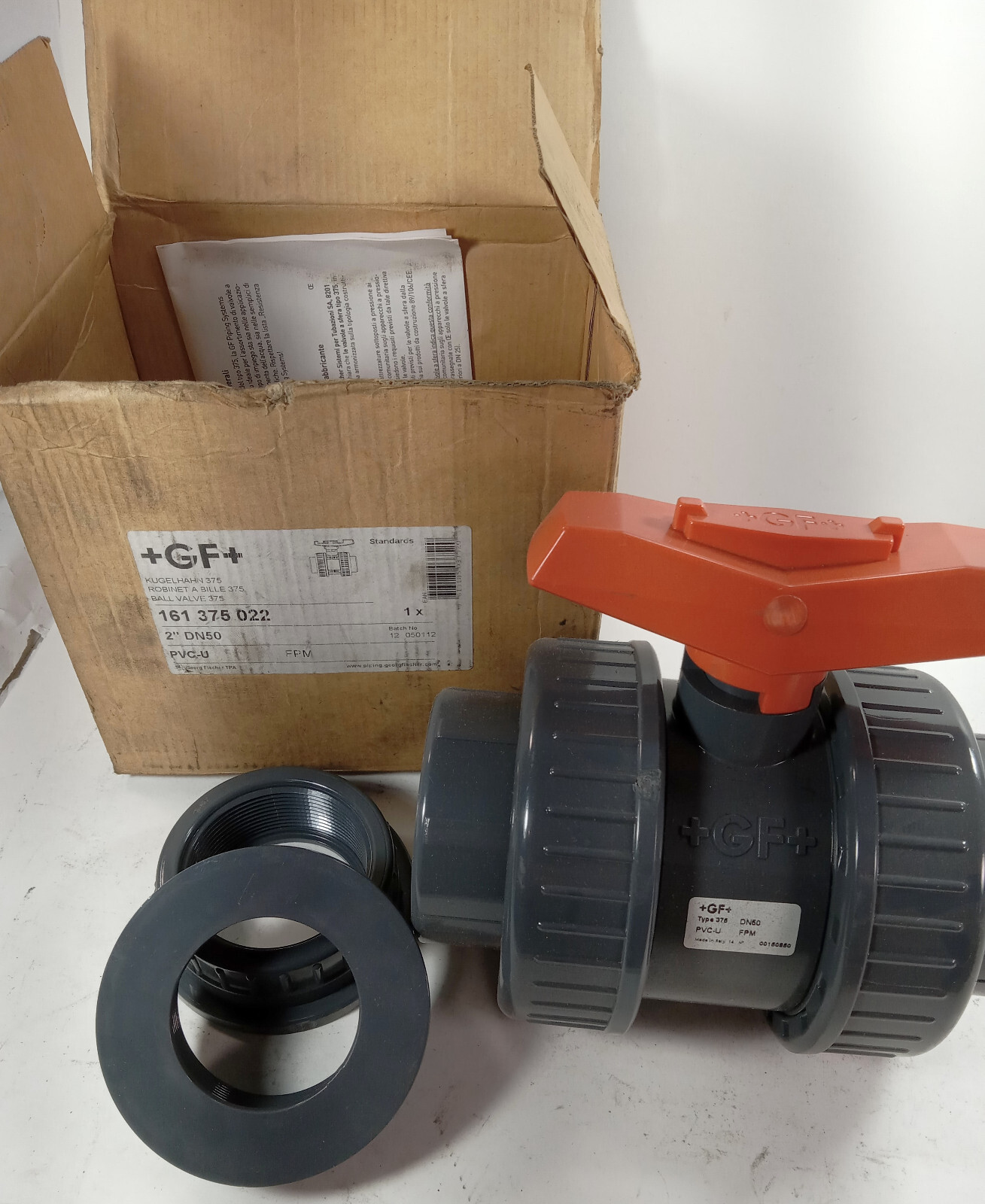 1 NEW GF 161 375 022 2″ TRUE UNION PVC BALL VALVE NIB ***MAKE OFFER***