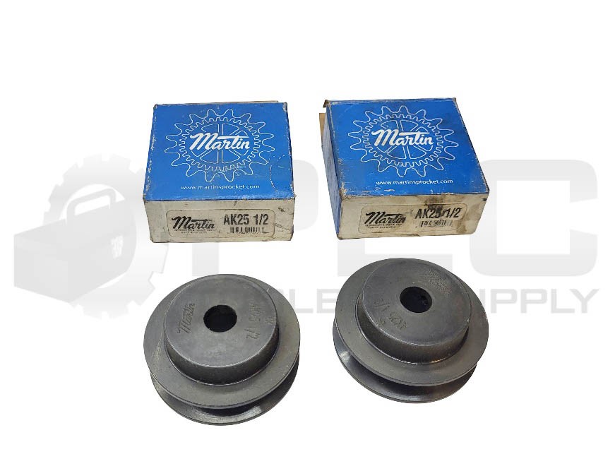 LOT OF 2 NEW MARTIN AK25 1/2 V-BELT PULLEY 1/2″ BORE *READ*