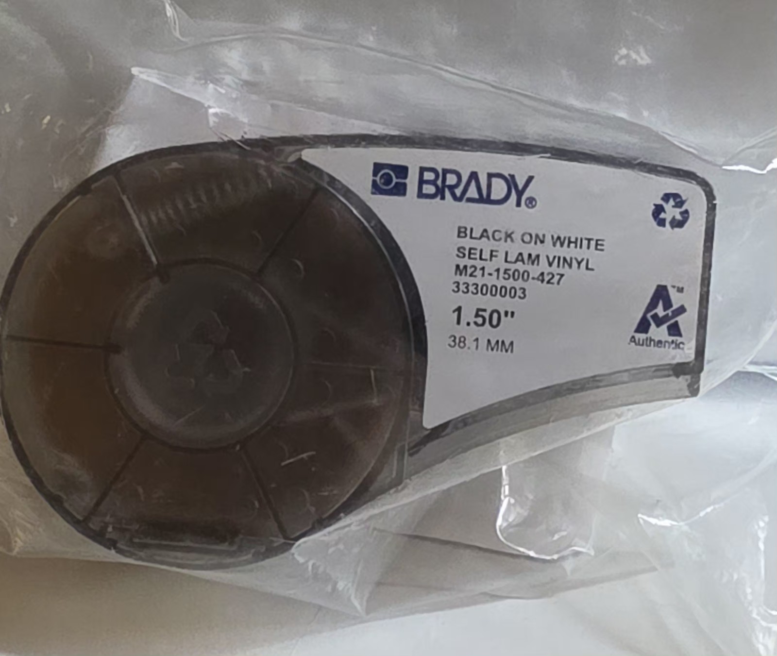 Brady 110930 Label Printer Tape – Self-Laminating – Black on White – 1.5 in NEW