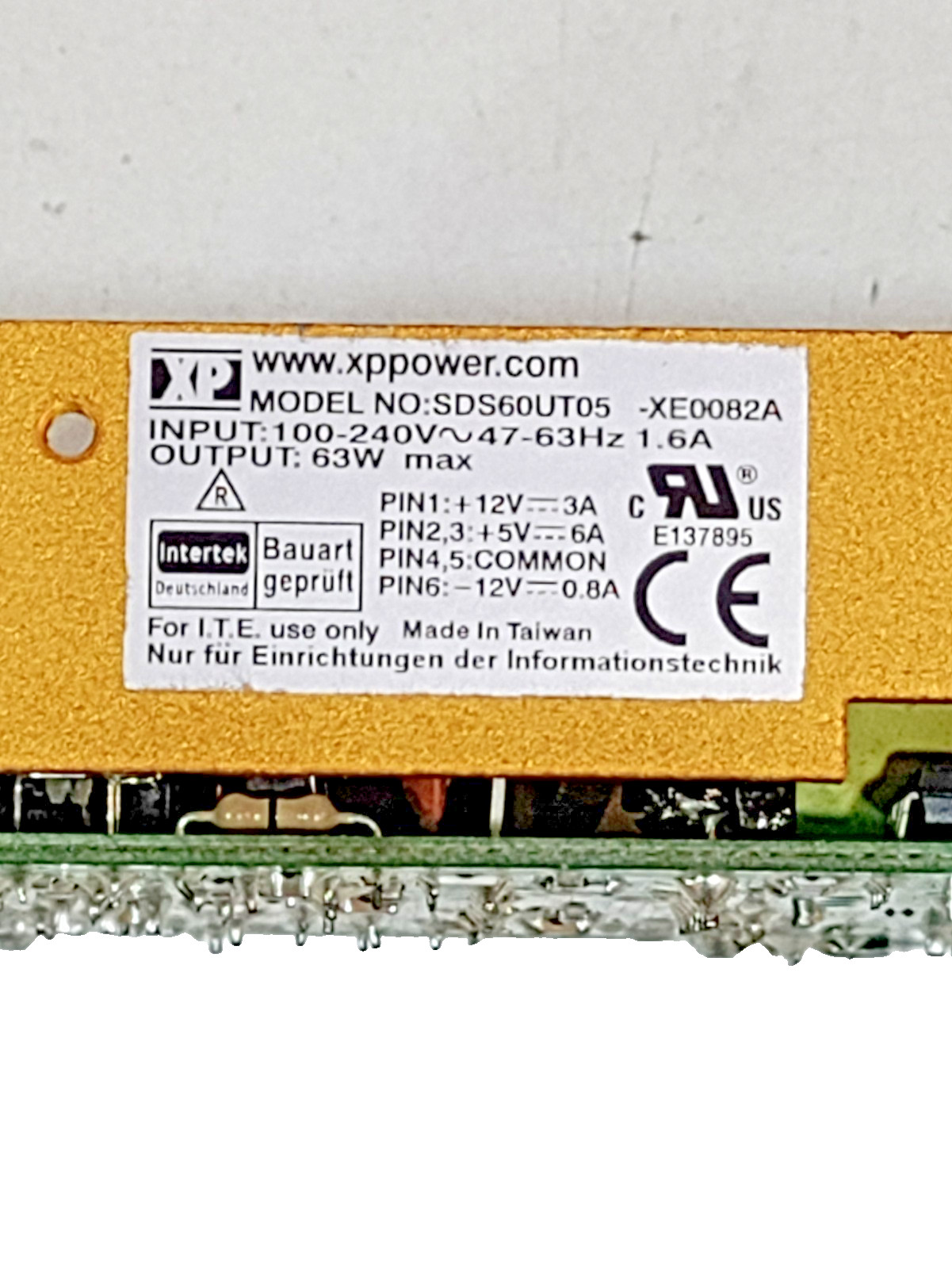 XP POWER SDS60UT05 Power Supply AC-DC Tri Output 63W +5V 6A +12V 3A -12V 0.8