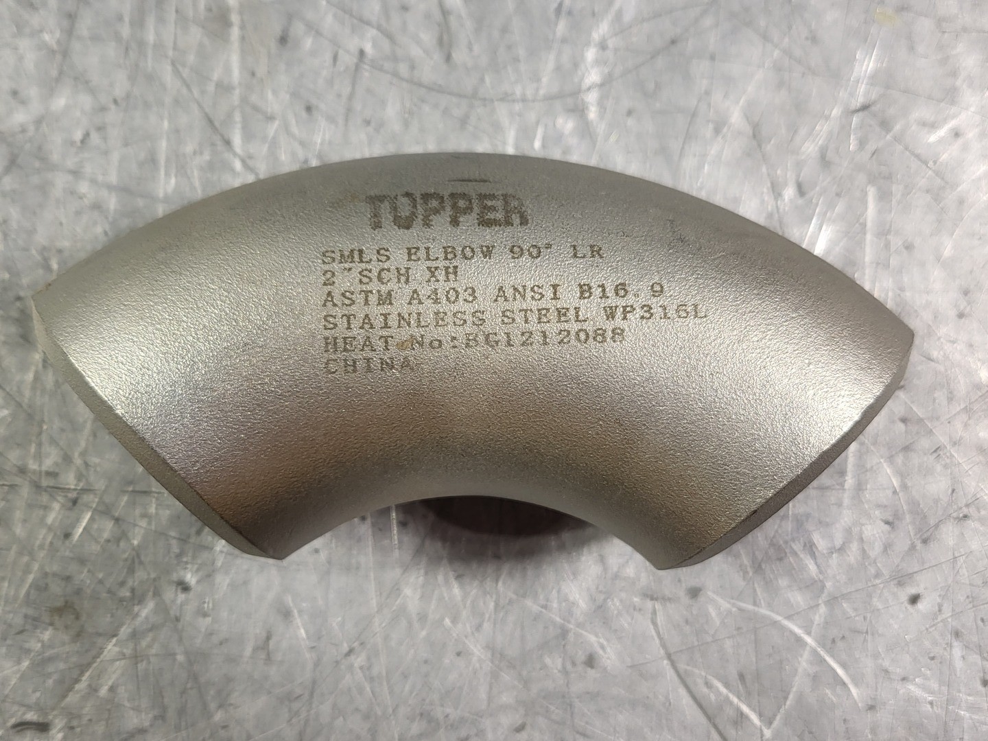 SURPLUS NEW TOPPER 2″ 90 Deg Buttweld Elbow SCH XH WP316L ASTM A403 ANSI B16.9