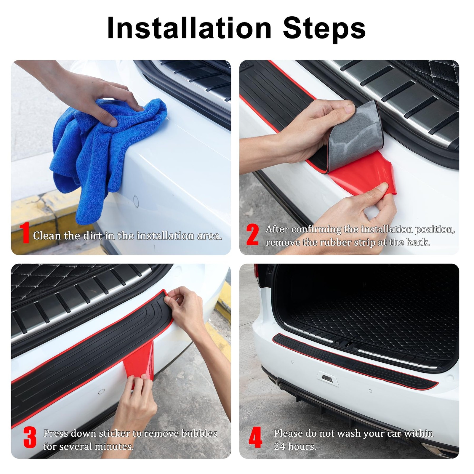 Car Rear Bumper Protector, 41inch x3.5inch Car/SUV Universal Rubber Anti-Scra…