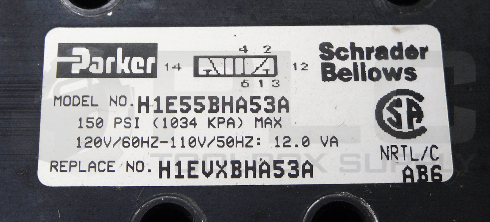 PARKER H1E55BHA53A SOLENOID VALVE 150PSI 110-120V 50/60HZ W/ K593-302 COIL