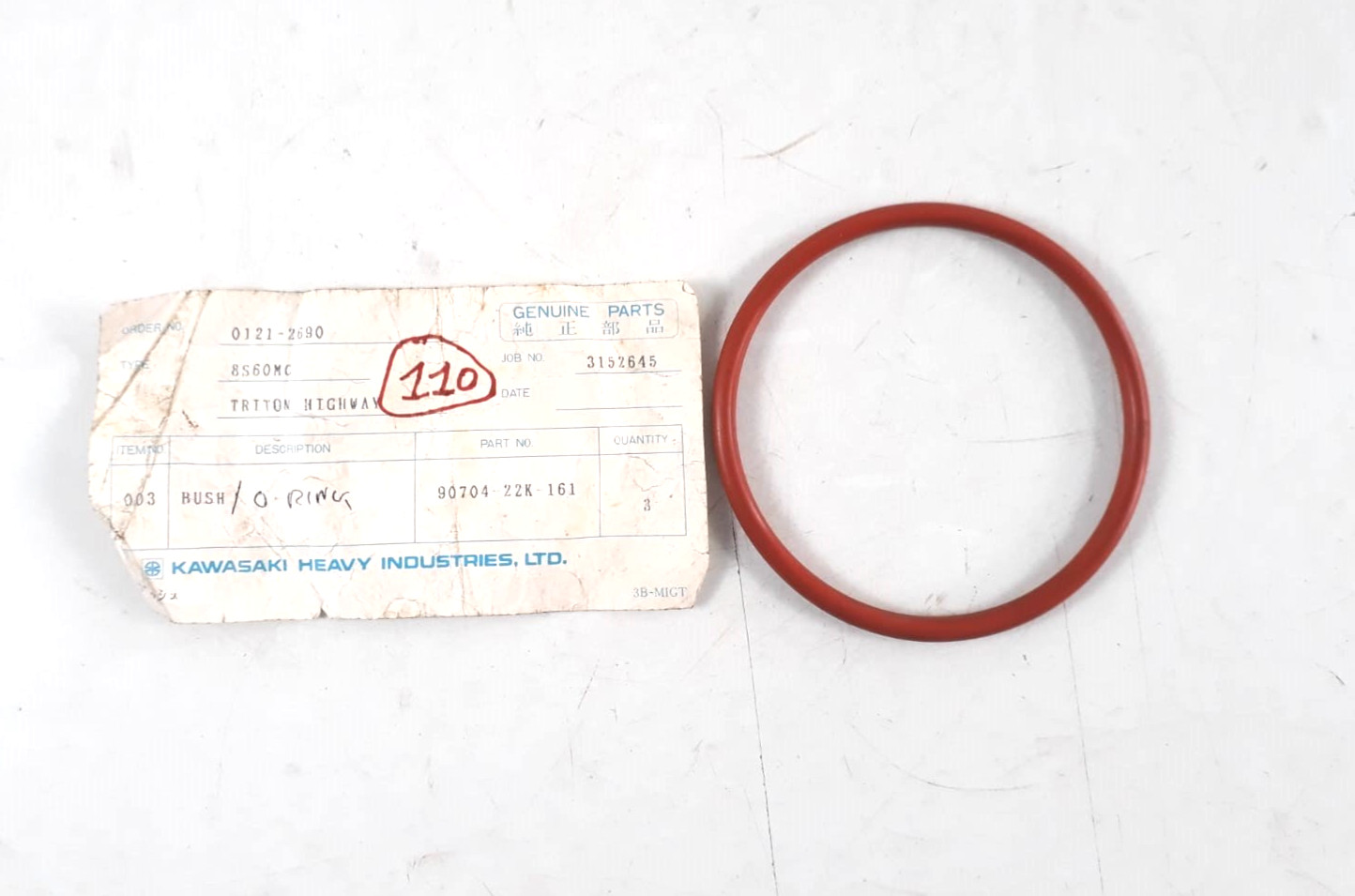O-Ring P/N 90704-22K-161 For Kawasaki 8S60MCE Genuine Parts (PACK 2)