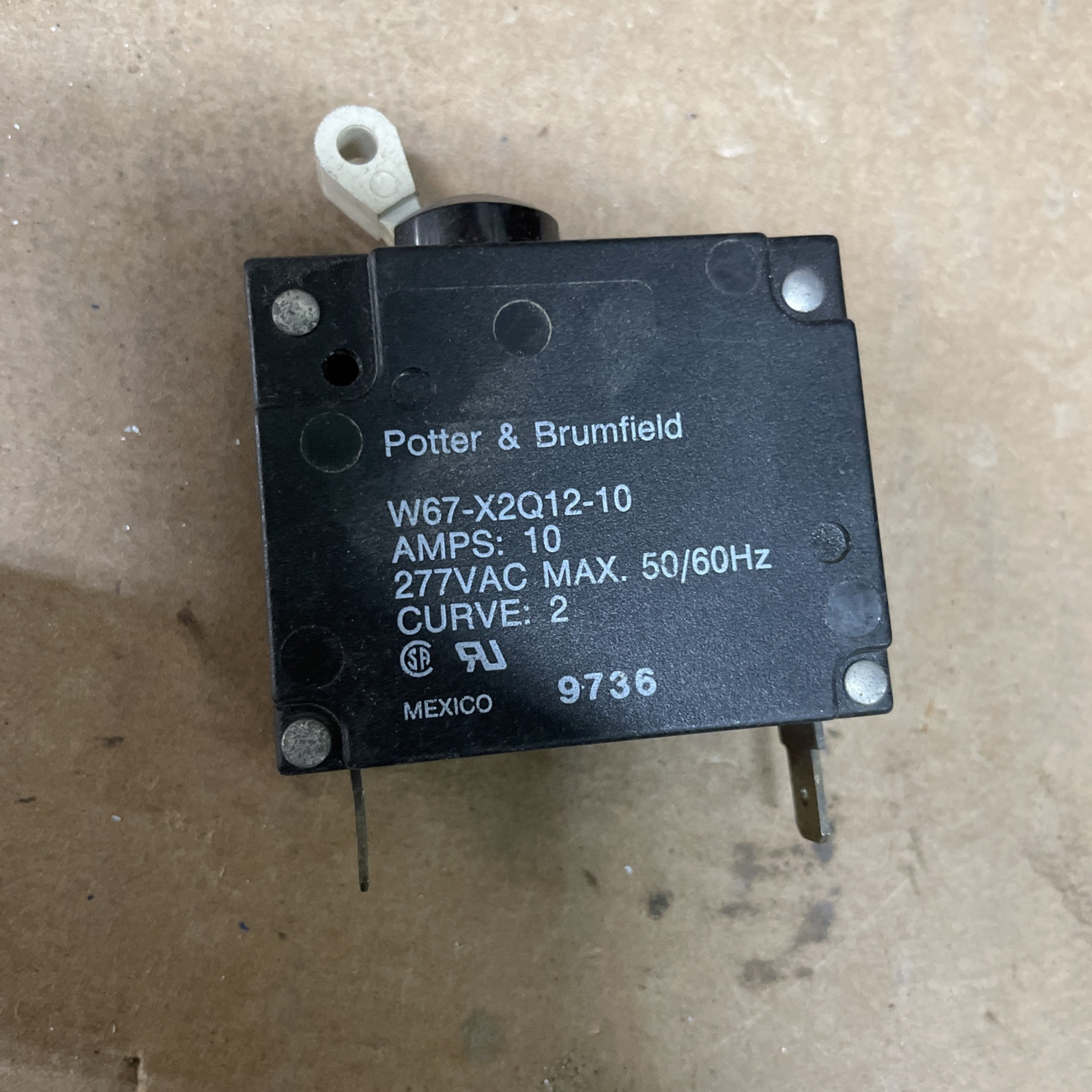 POTTER & BRUMFIELD 10A 277V 1-POLE CIRCUIT BREAKER W67-X2Q12-10