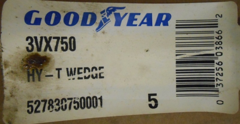 GOODYEAR HY-T WEDGE V-BELT, 3VX750, 75″ CIRC., OIL RESISTANT