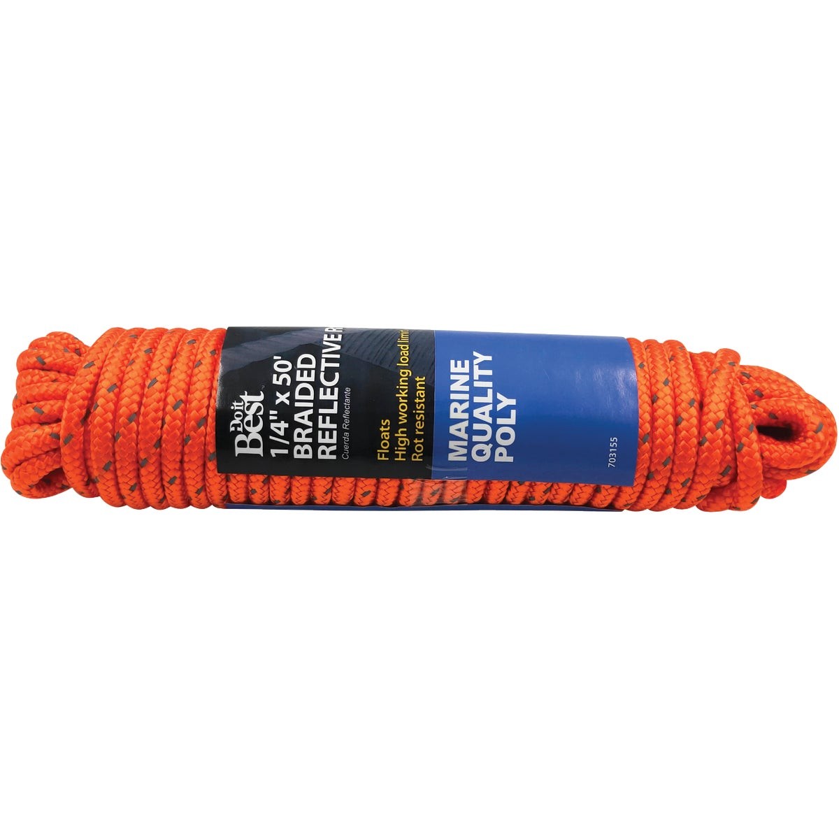 Do it Best 1/4 In. x 50 Ft. Orange Braided Reflective Polypropylene Packaged