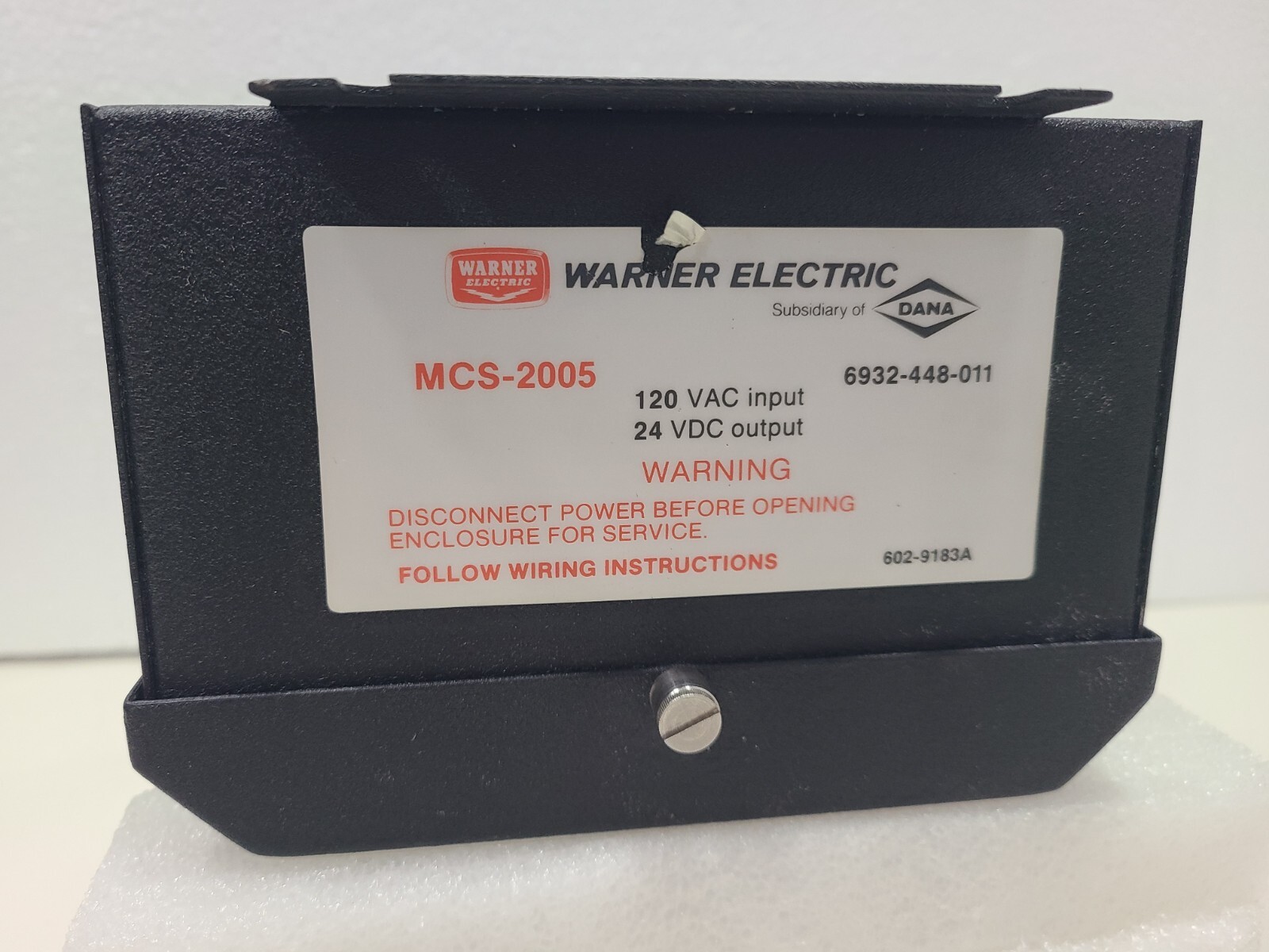 WARNER ELECTRIC MCS-2005 ACTUATOR CONTROL, 120 VAC inp 24 VDC out, NOS/open Box