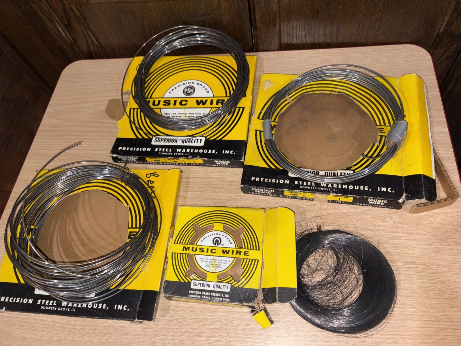 Vtg Music Wire Lot 4 Precision Brand USA .006,0.80,and .090 DIAM READ
