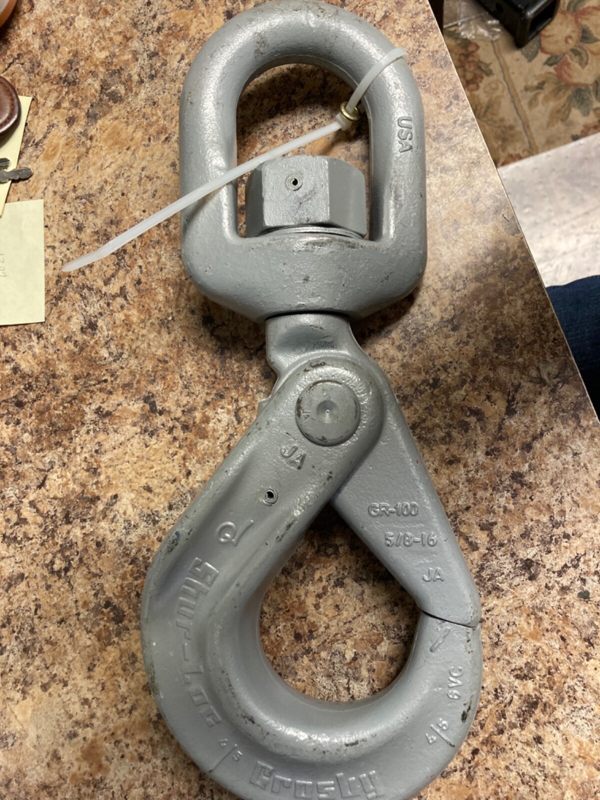 Crosby SHUR-LOC Swivel Hook 5/8”,16mm, 18,100 lb Working Load