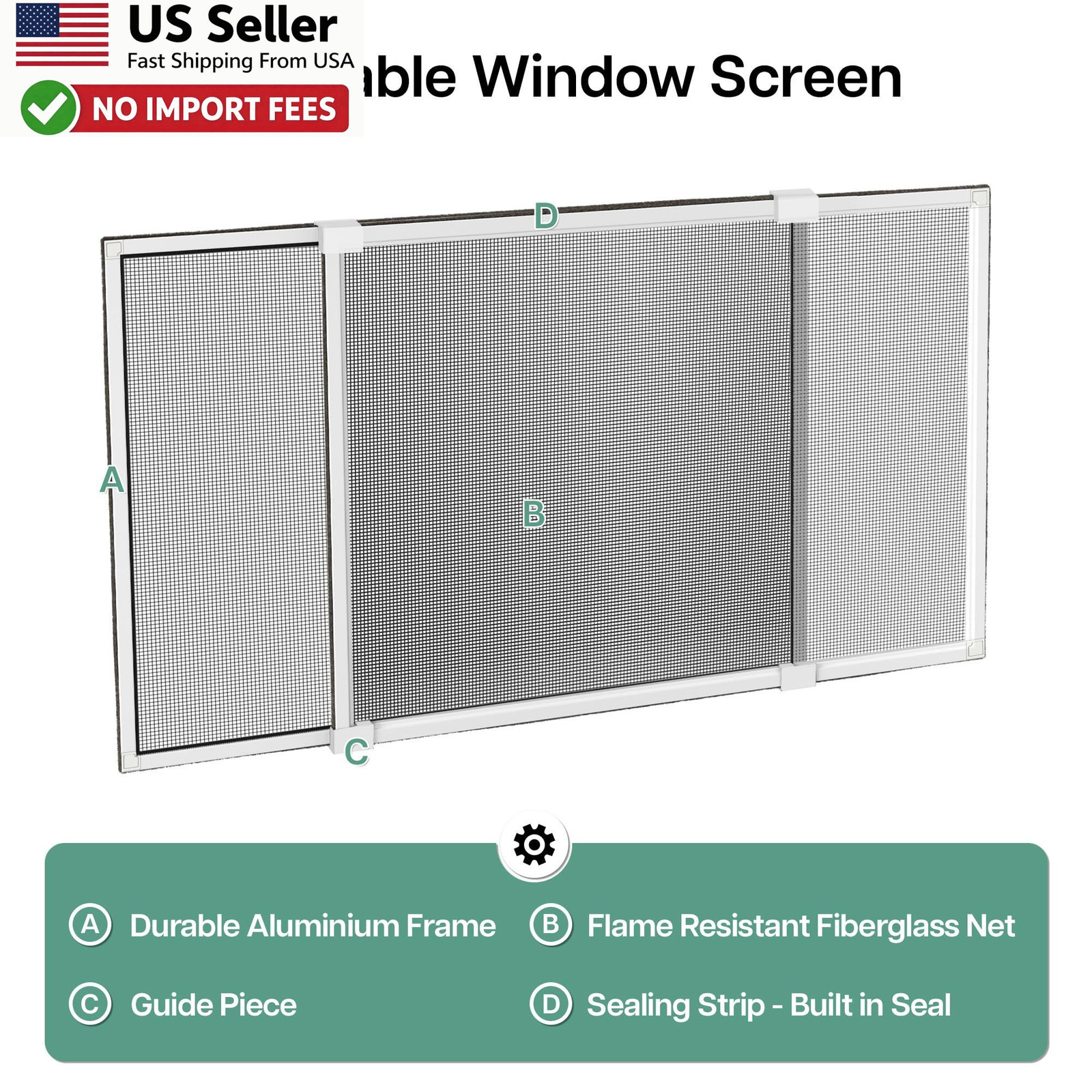 Expandable Adjustable Window Screen 20×28.6-54in 2 Pack Replacement FROM USA