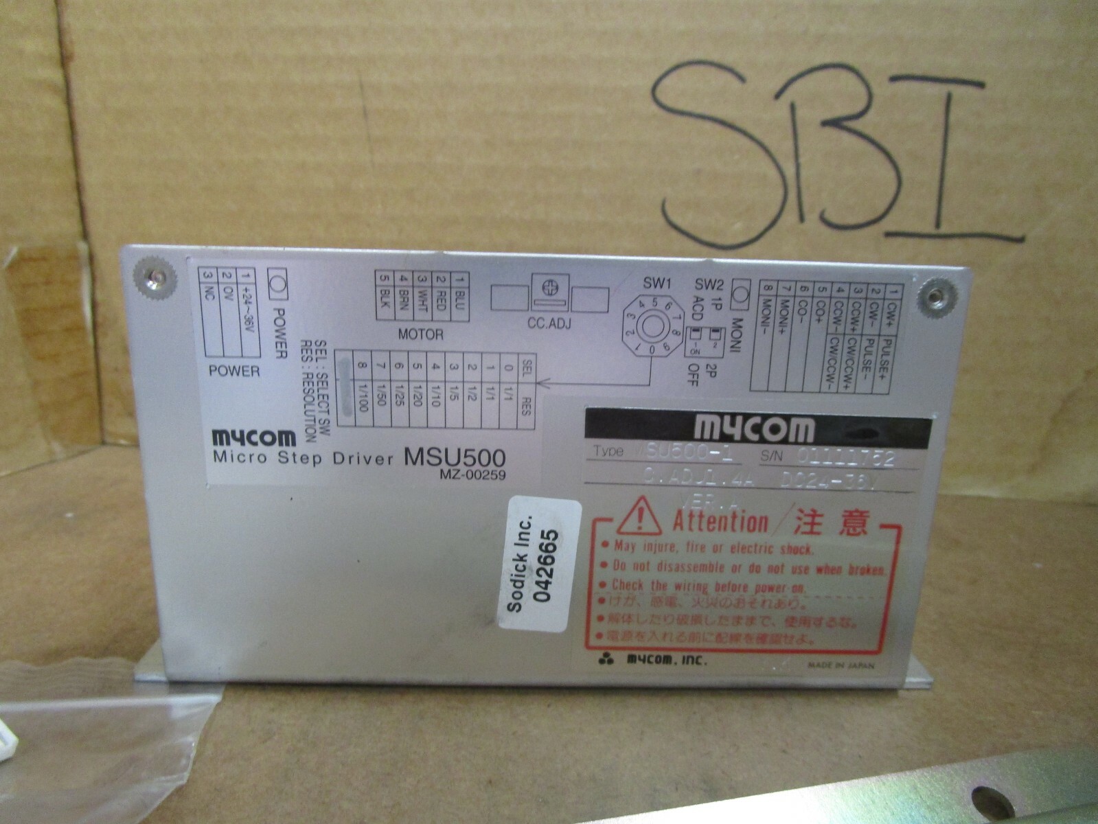Mycom Micro Step Driver MSU500-1 MSU5001 24-36 VDC Ver A New