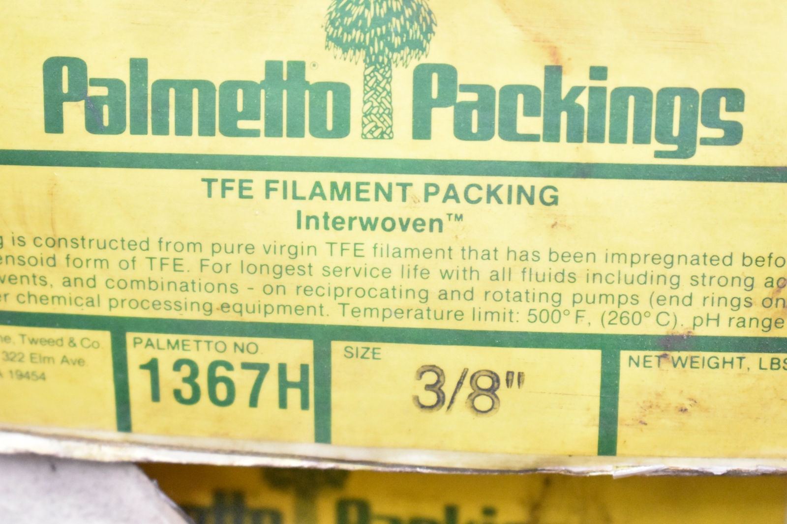 Palmetto Packings 1367H Packing Seal PTFE 3/8″ 2FT