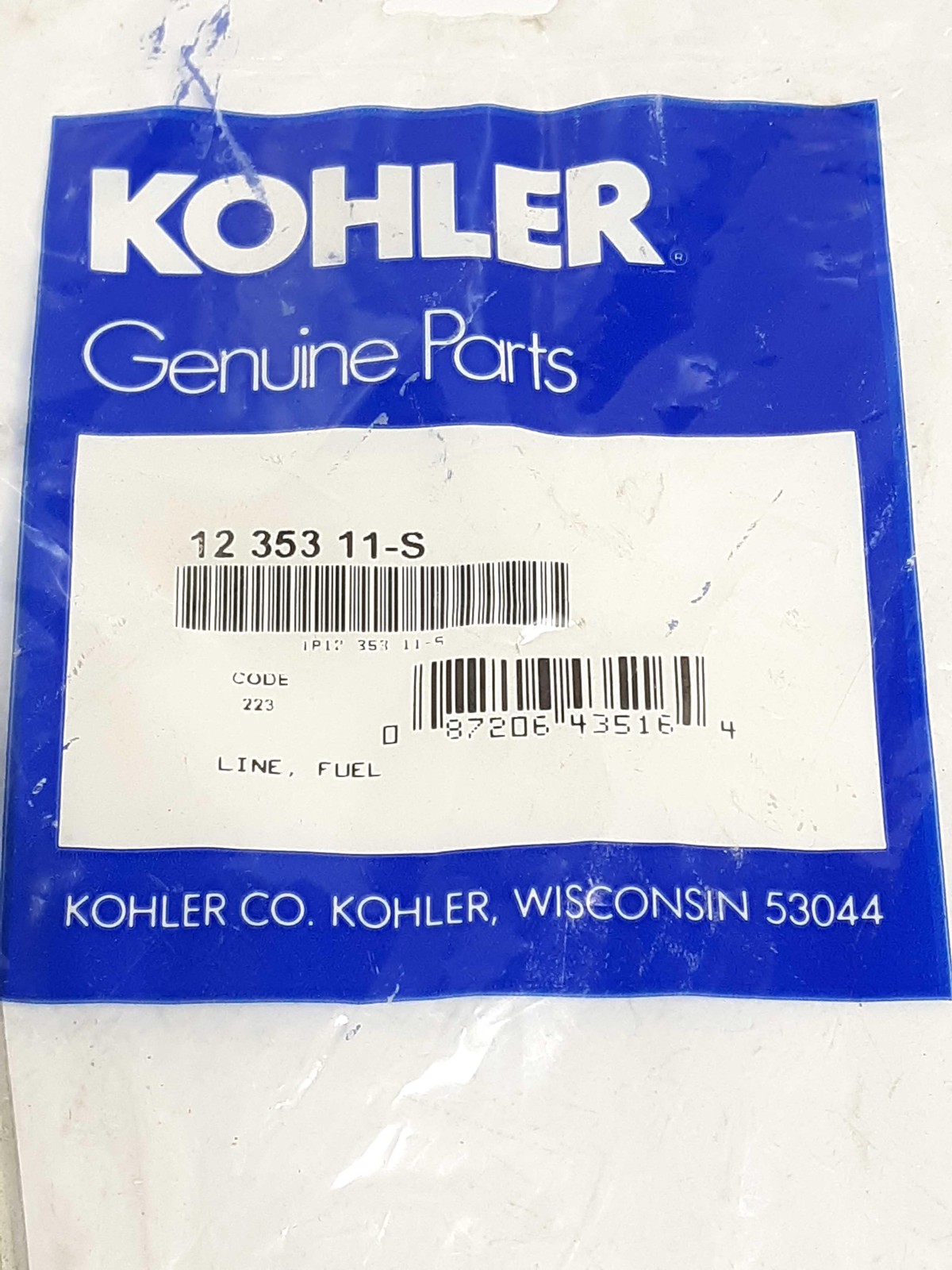 Kohler 12 353 11-S Fuel Line
