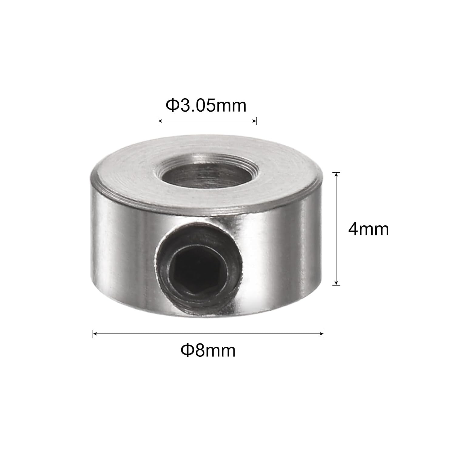uxcell 10pcs Set Screw Collars 3.05mm Bore Shaft Collars, 8mm OD, 4mm Width,…