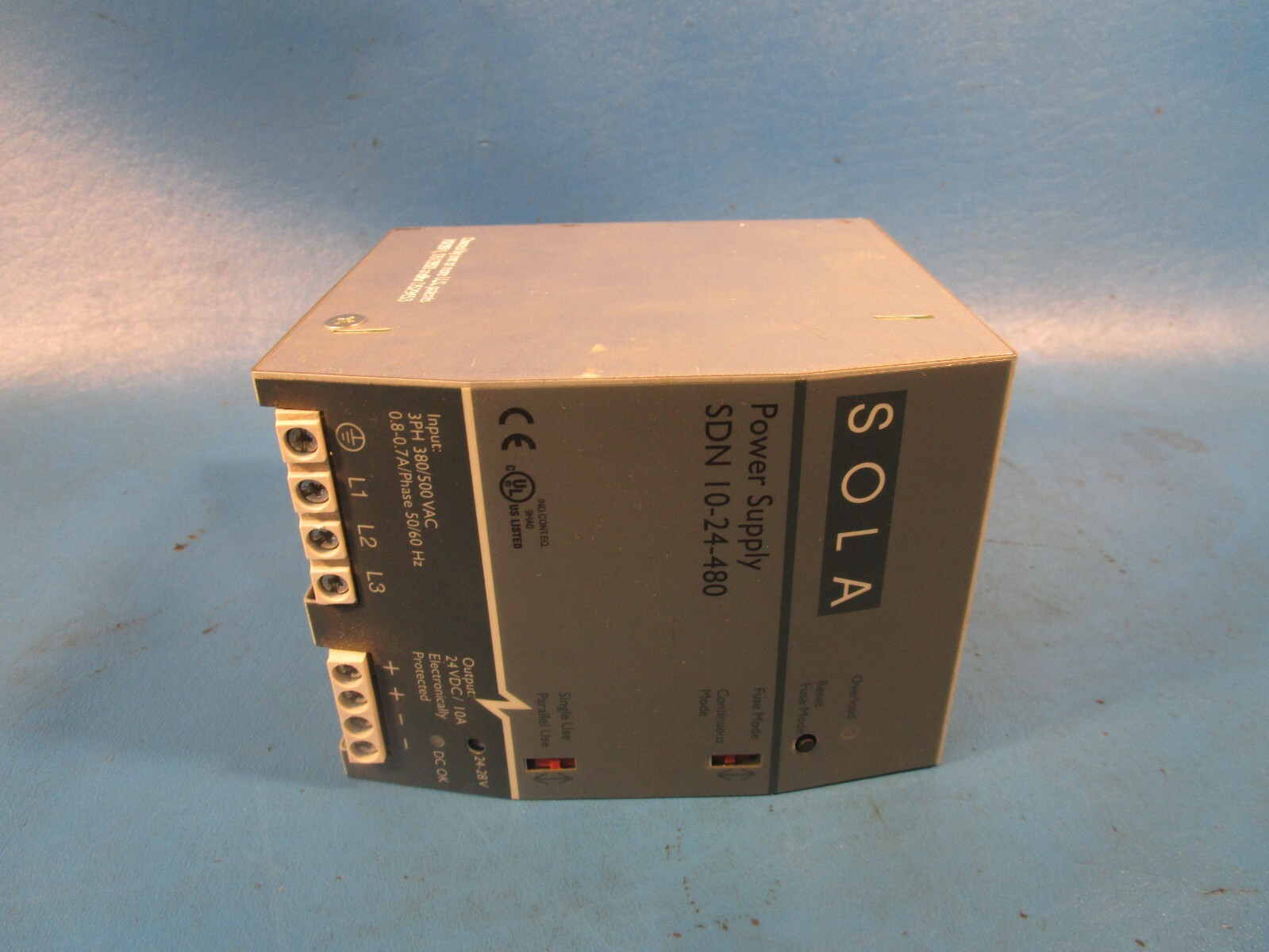 USED SOLA SDN 10-24-480, Power Supply Input 3PH 380/500V Output 24VDC/10A