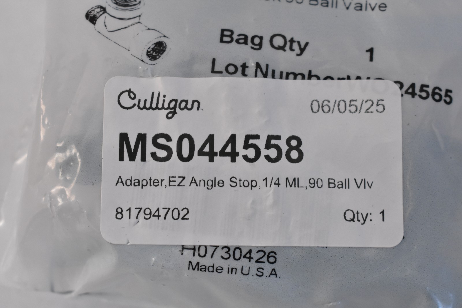 GA Murdock EZ Angle Stop Adapter Kit EPDM H0730426 w 1/4″ Mur-Lok 90° Ball Valve