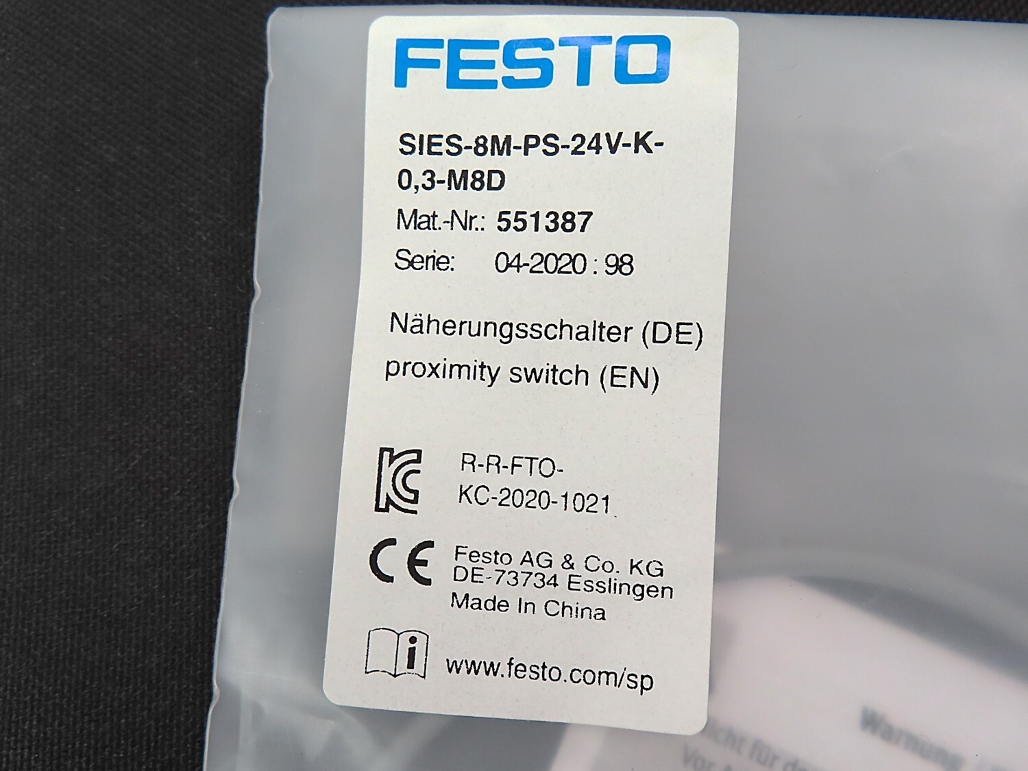 Festo SIES-8M-PS-24V-K-0.3-M8D 551387 Proximity switch NEW NO BOX