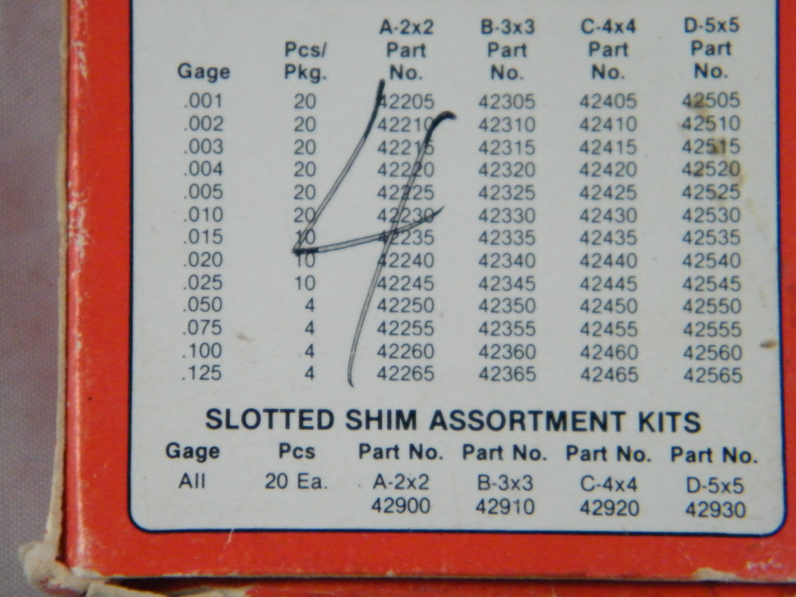LOT OF 4 ~ NEW ~ PRECISION BRAND STAINLESS STEEL SLOTTED SHIMS ~ 2″ X 2″ X .075″