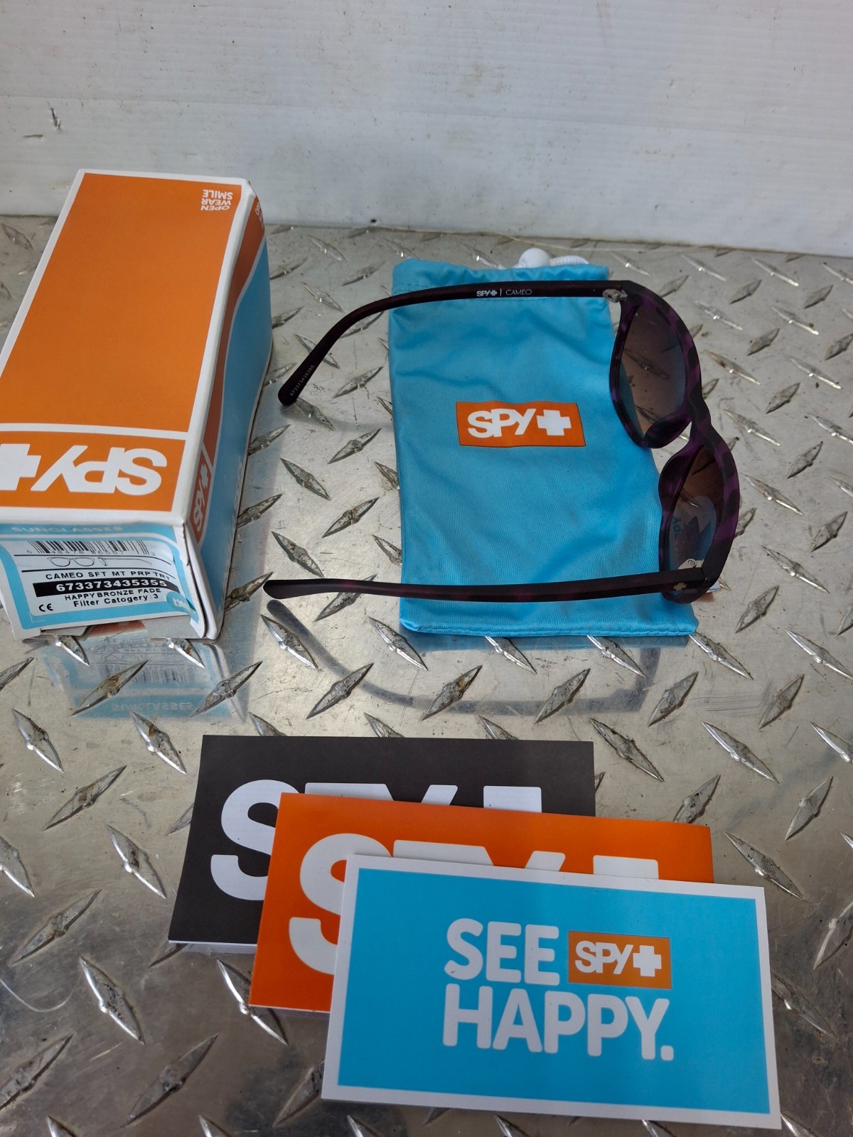Spy Optic Sunglasses Cameo SFT MT PRP TRT Happy Bronze Fade 673373435355