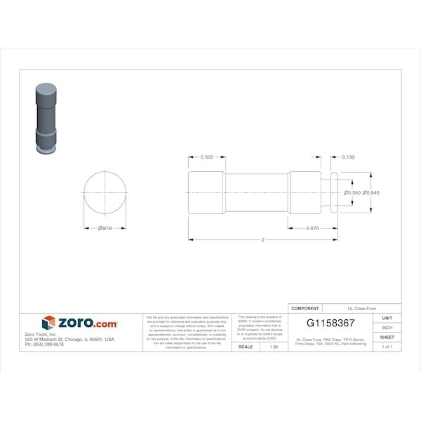 Mersen Tr15r Ul Class Fuse, Rk5 Class, Time-Delay, 15A, 250V Ac, Non-Indicating