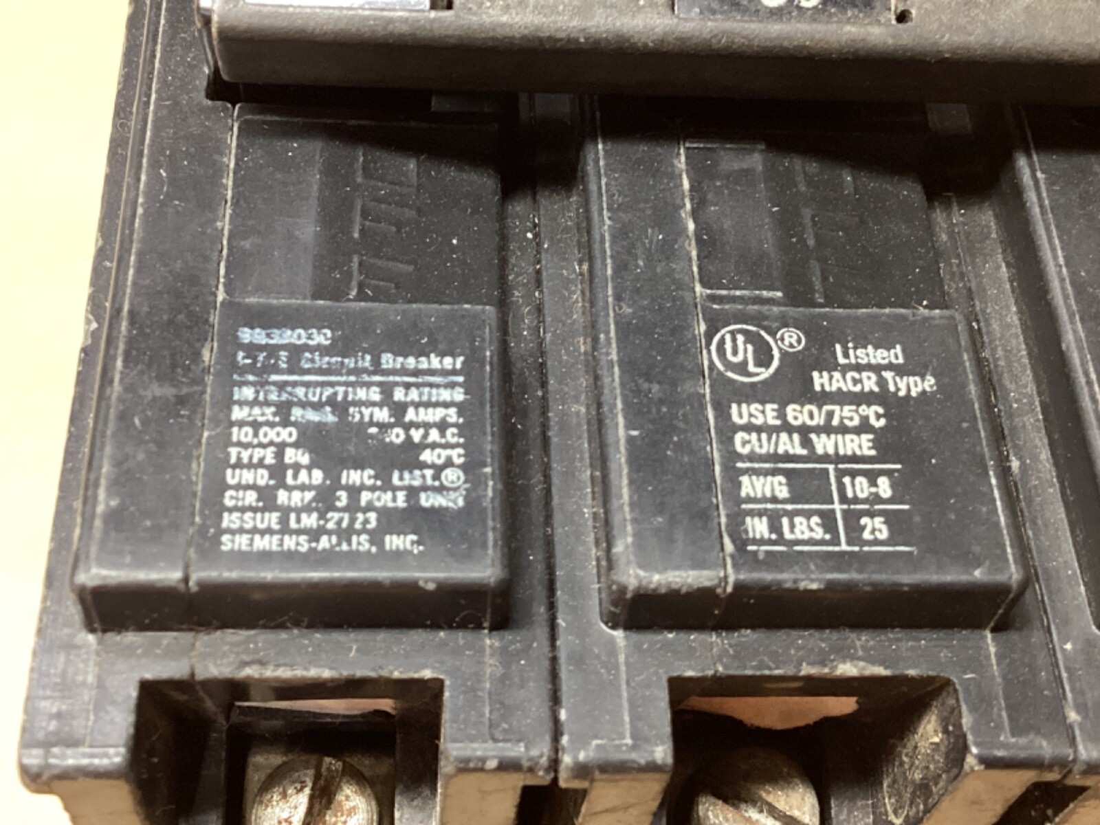 ITE Circuit Breaker BQ3B030 Type EQ-B 30A 3 Pole #114F257*CO
