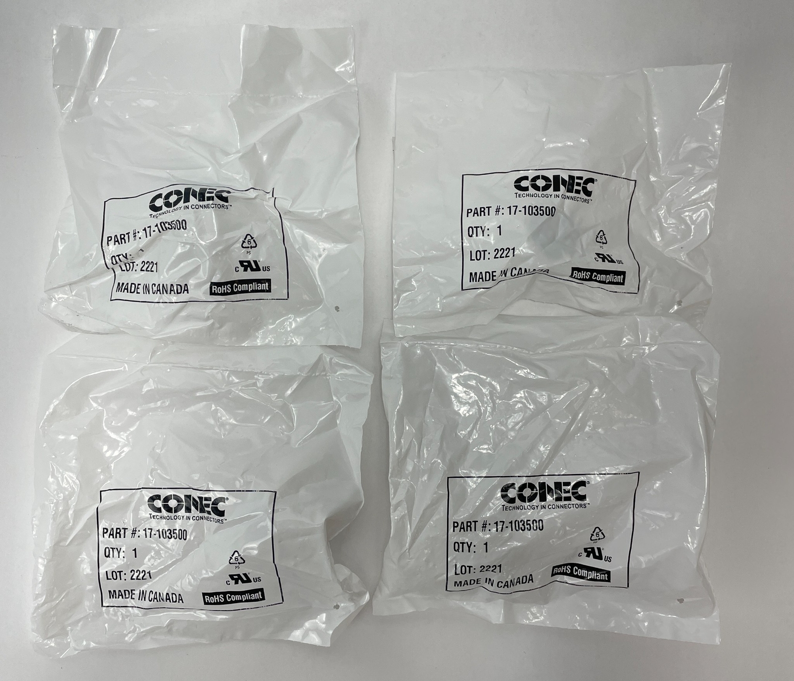 Conec Modular / Ethernet Connectors Silver 17-103500 Set of 4
