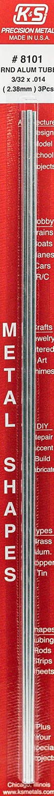 K S K S Precision Metals Round Aluminum Tube 3 32 OD x 12 Long Set of 3