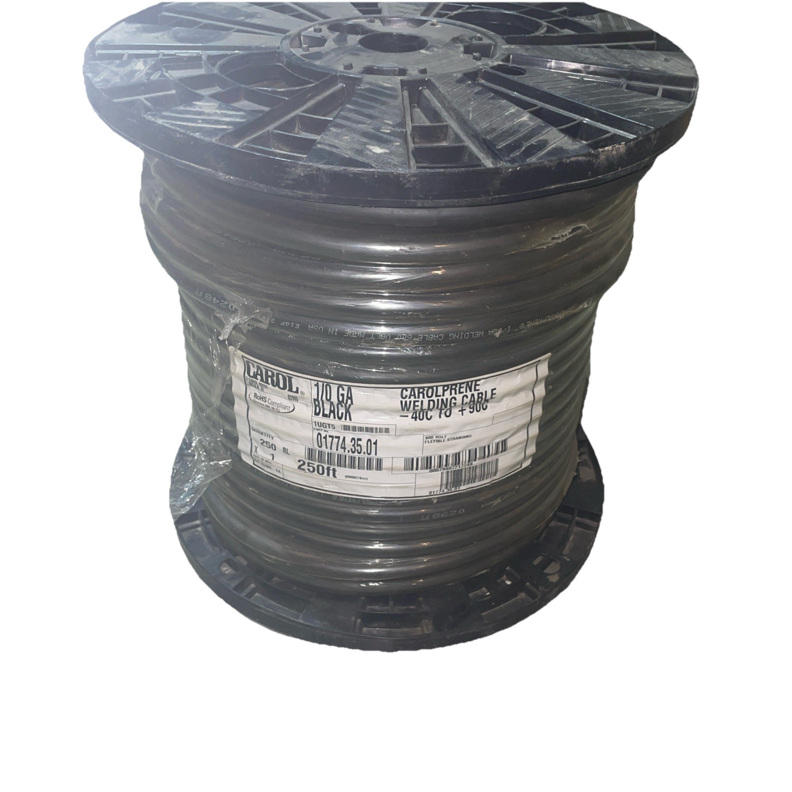 CAROL Welding Cable – 01774.35.01 250FT 1/0 AWG Conductor 600V BLACK