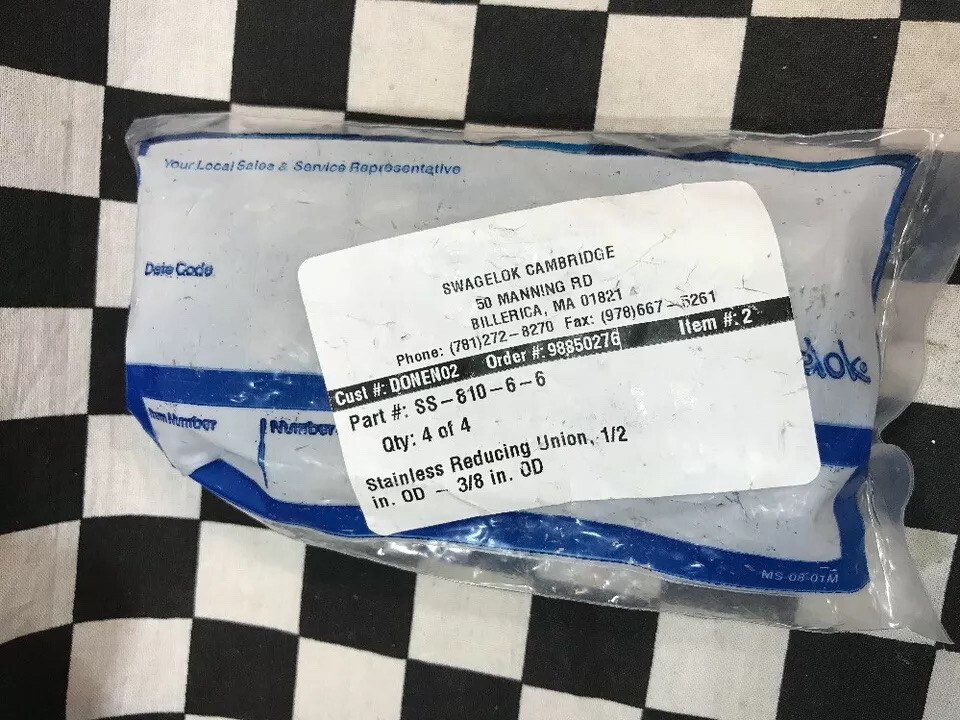 4x SWAGELOK UNION REDUCER & CAP SS-810-6-6 (4X)& SS-600-C (4X) Shipsameday#130N4