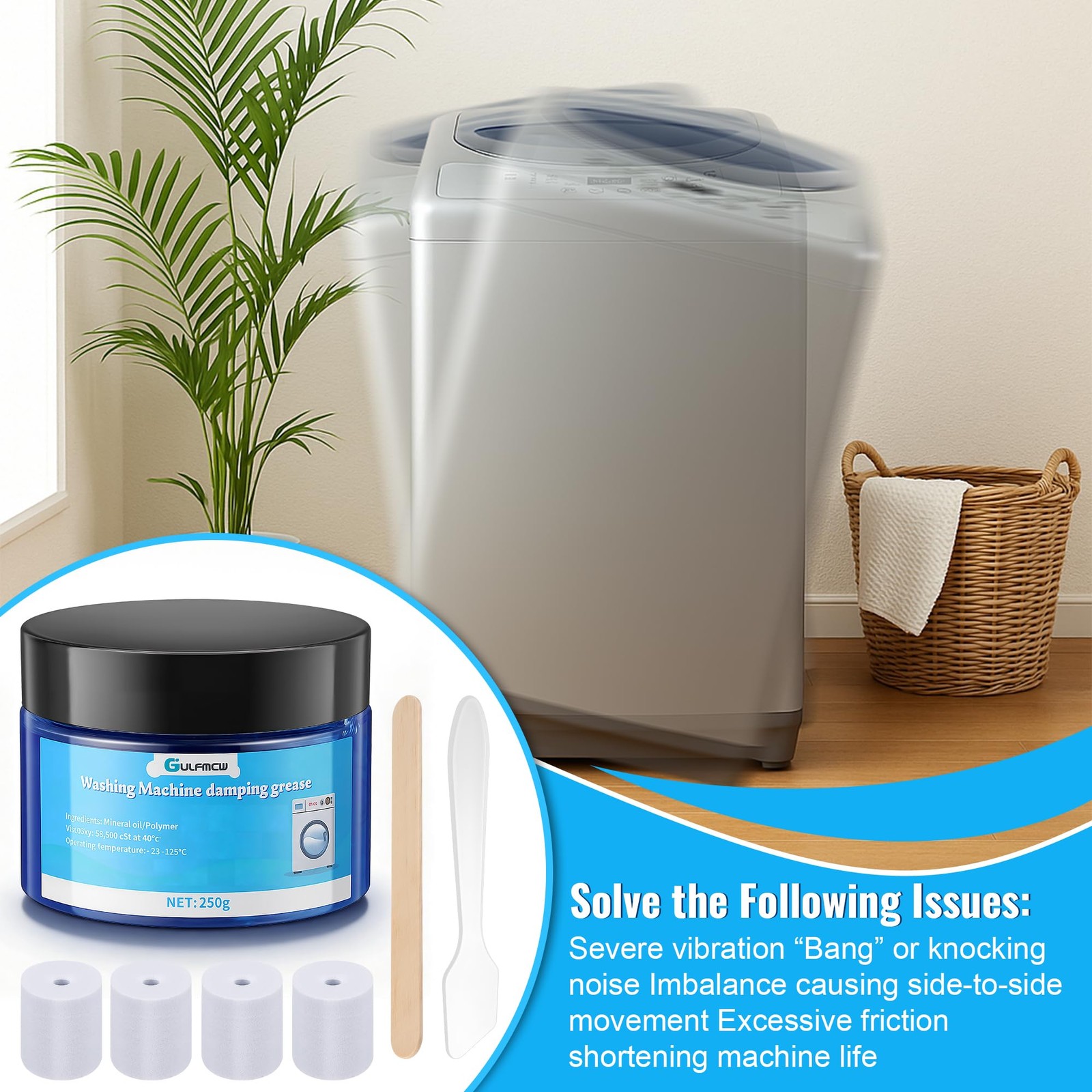 Washing Machine Damping Grease 250g Foam Inserts Vibration Noise Reduction