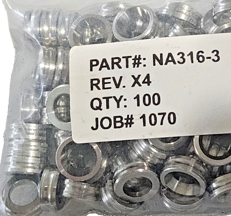 (100) Parts# NA316-3, REV. X4, 316 SS Replacement Part: OD13.5mm x ID8mm X W5mm