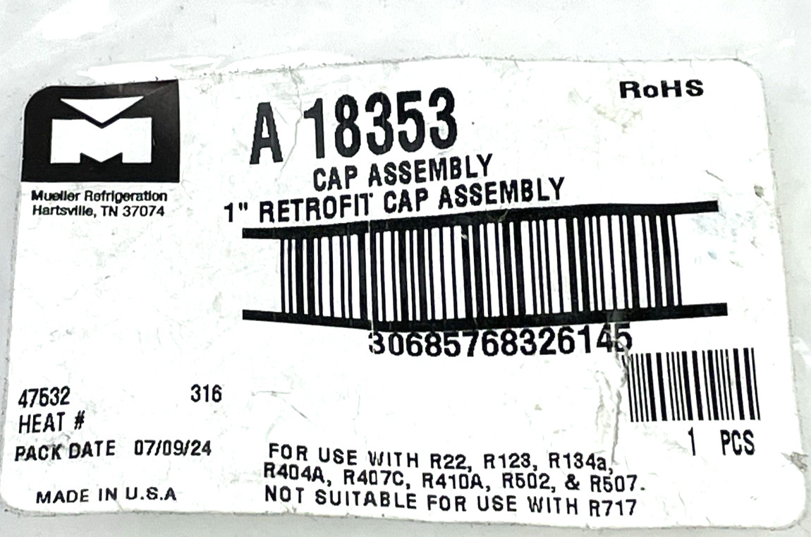 Mueller Industries A18353 Retrofit Cap Assembly Durable Brass