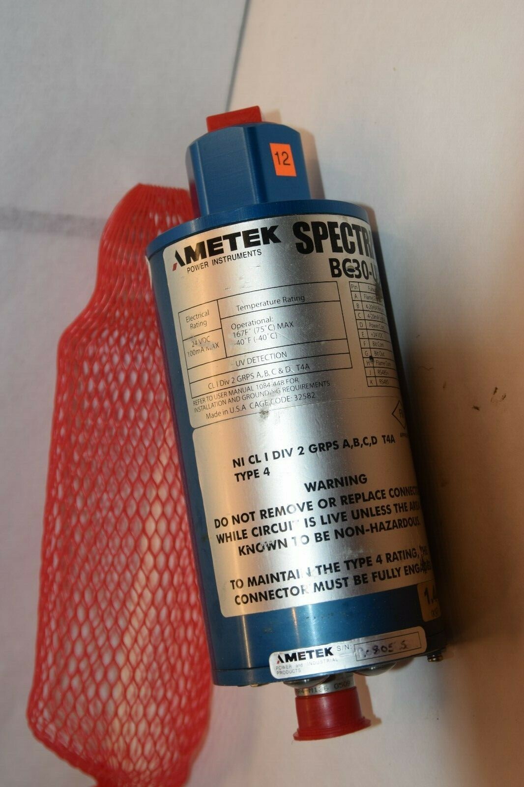 AMETEK Spectra BC30-UV BC30 Flame Sensor V1.44 (New)