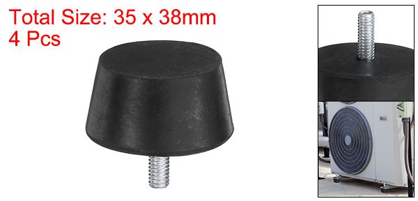 4Pcs Thread Levelling Feet 1.5″x0.79″ with M6x15mm Studs Black