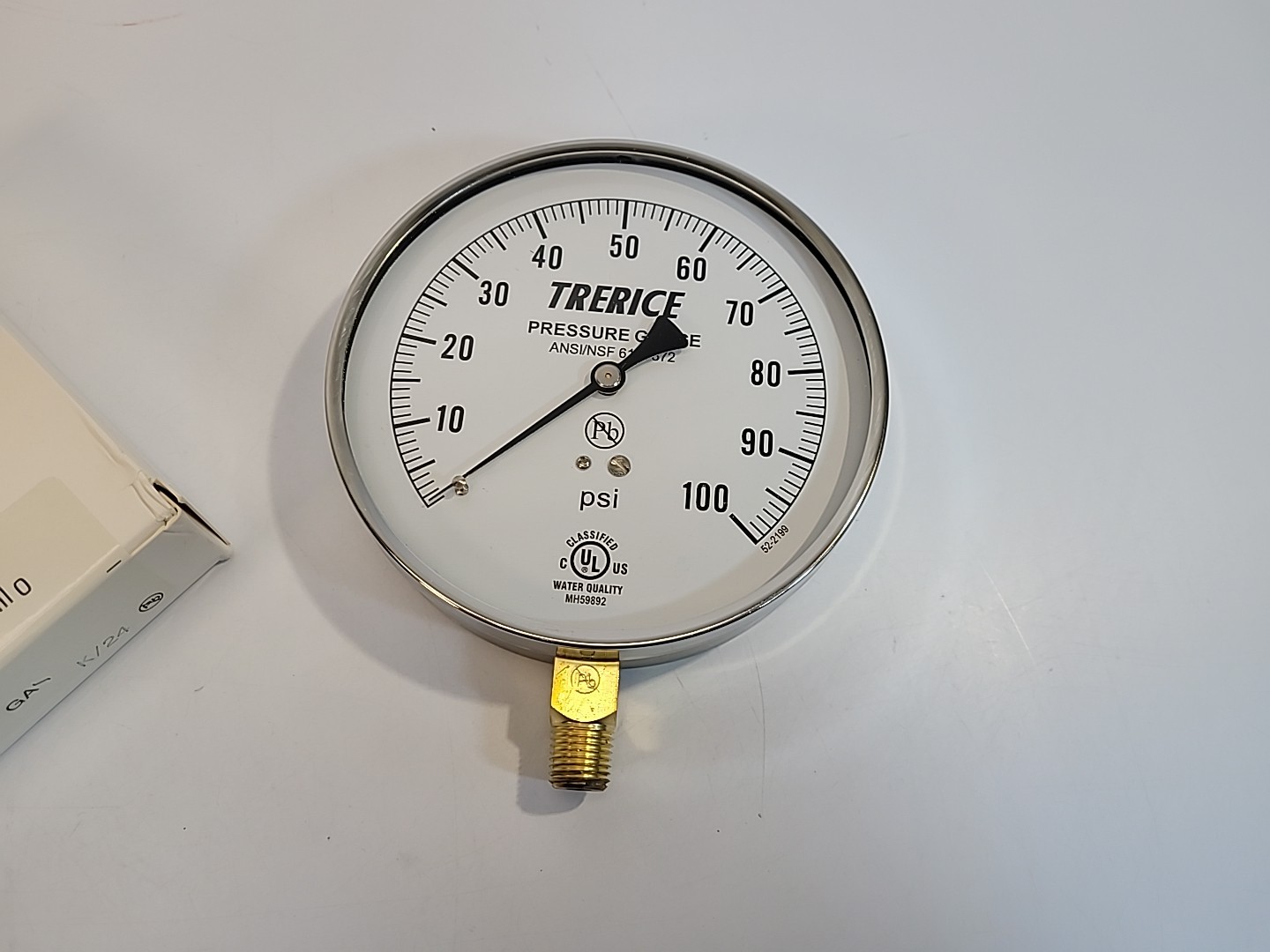 NEW TRERICE 620B4502LA100 PRESSURE GAUGE 4.5″ 0-100 PSI 1/4″ NPT 620B 61 & 372