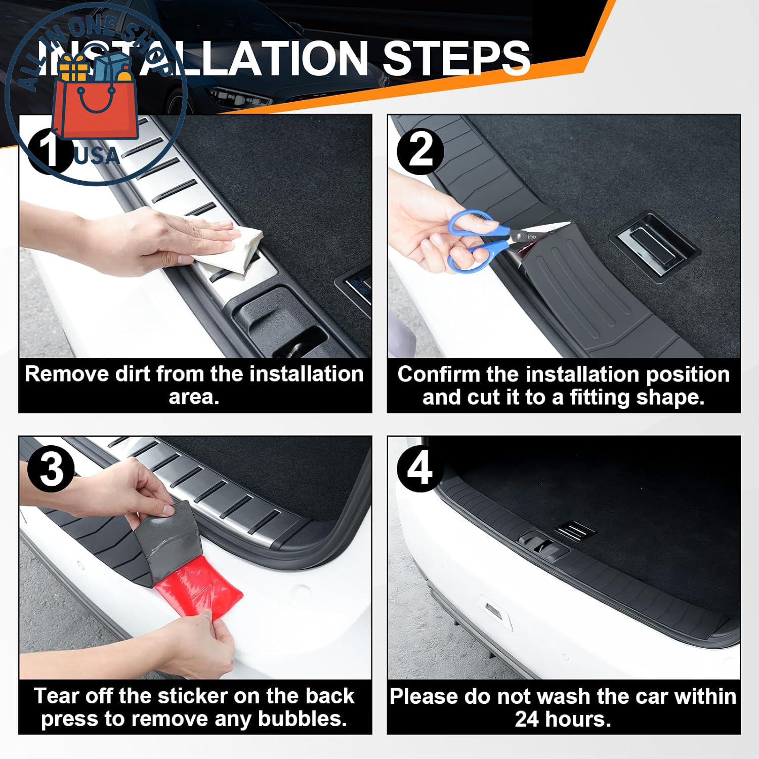Universal Rubber Rear Bumper Protector for Cars and SUVs, 41.5″x3.6