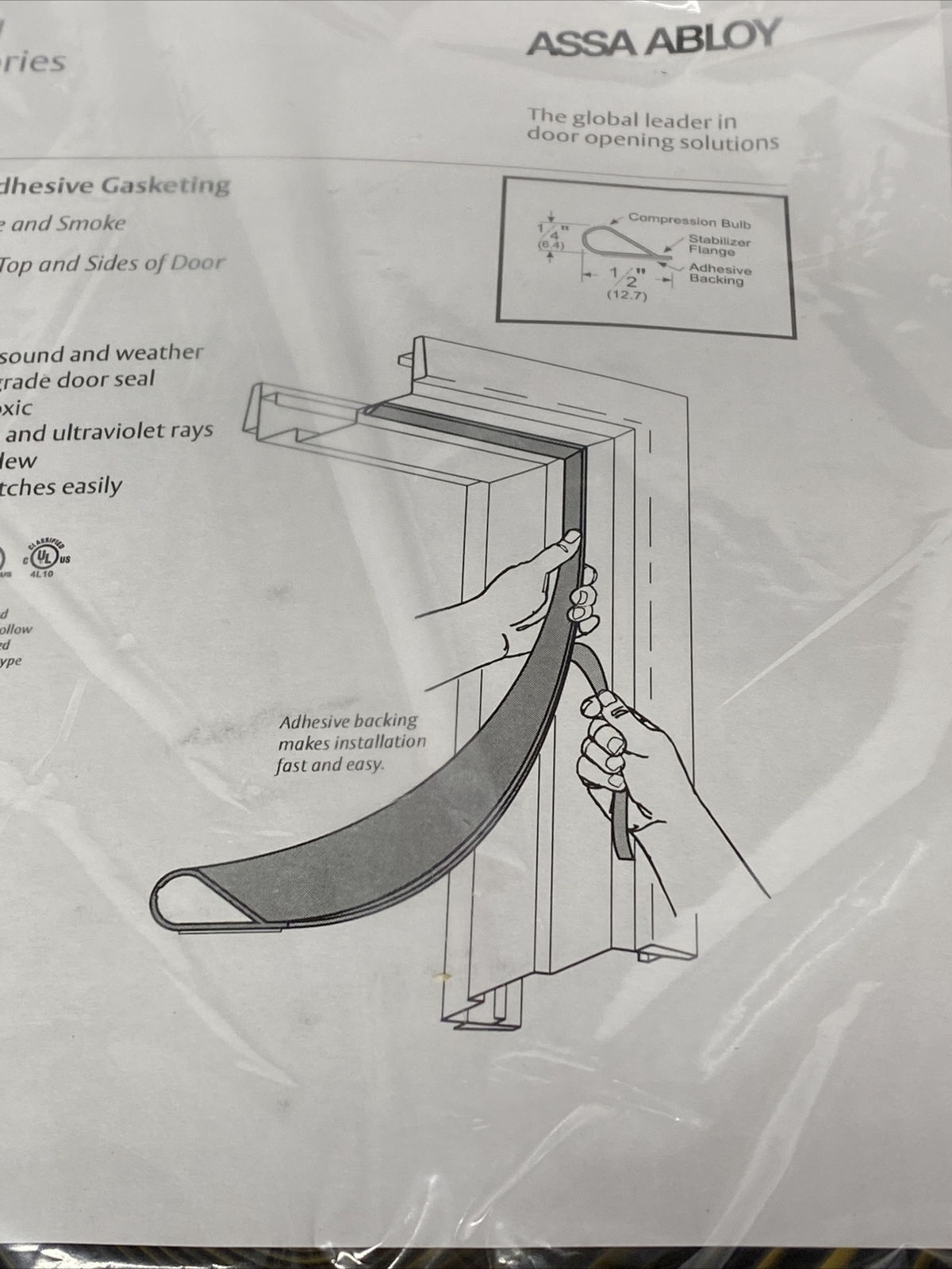Assa Abloy Pemko Siliconseal Adhesive Gasketing 1/4″ S88BL30 New